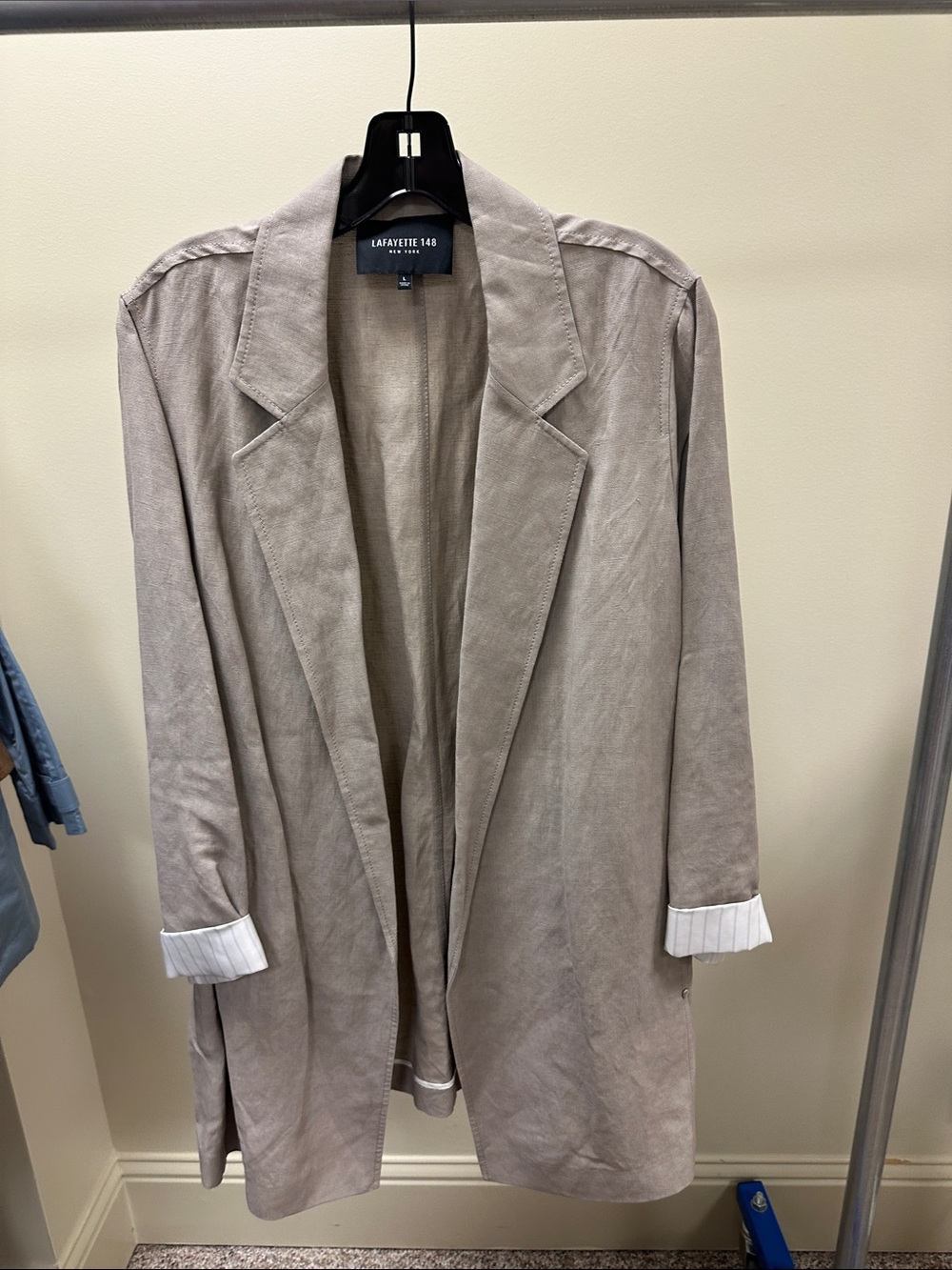 Lafayette 148 New York Taupe Open-Front Trench Coat